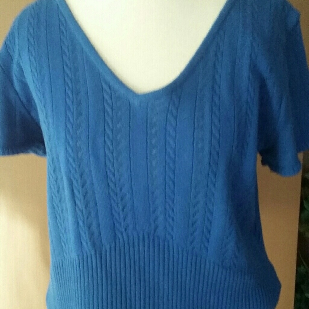 Womens Evan Picone v-neck shell blue Large